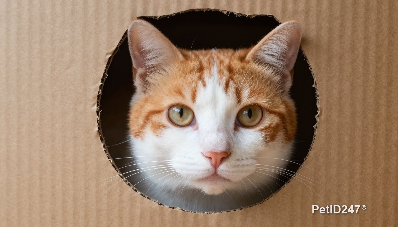 Mèo ló đầu ra từ thùng các-tông