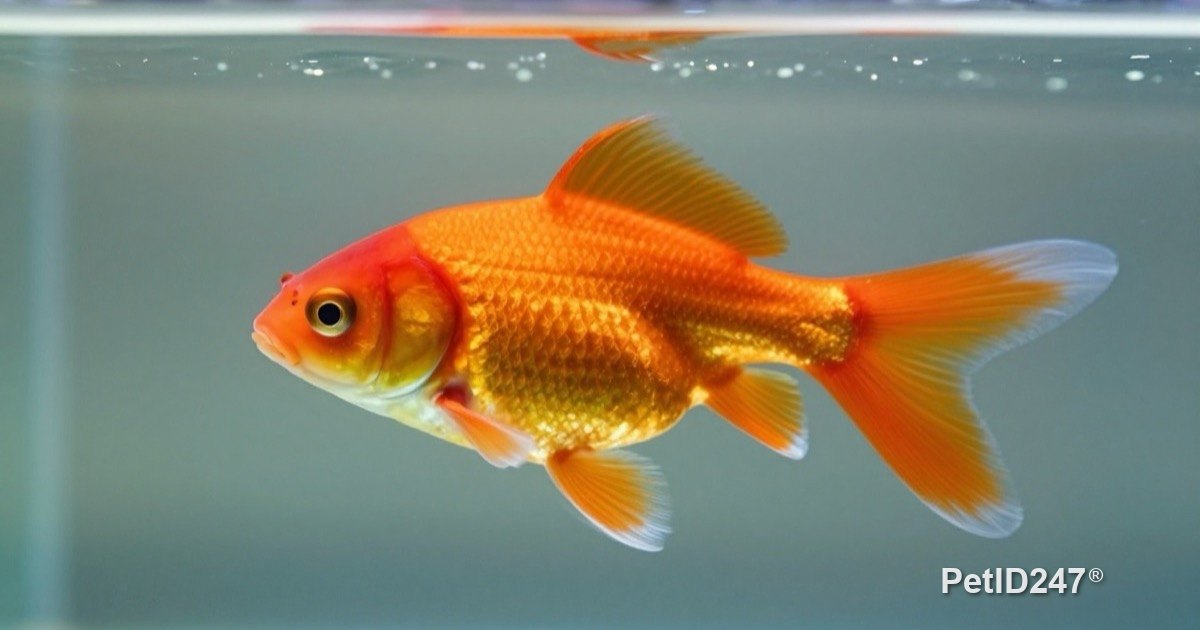 Oranda goldfish swimming in a clean aquarium