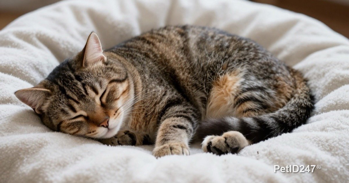 Cat resting on a warm blanket