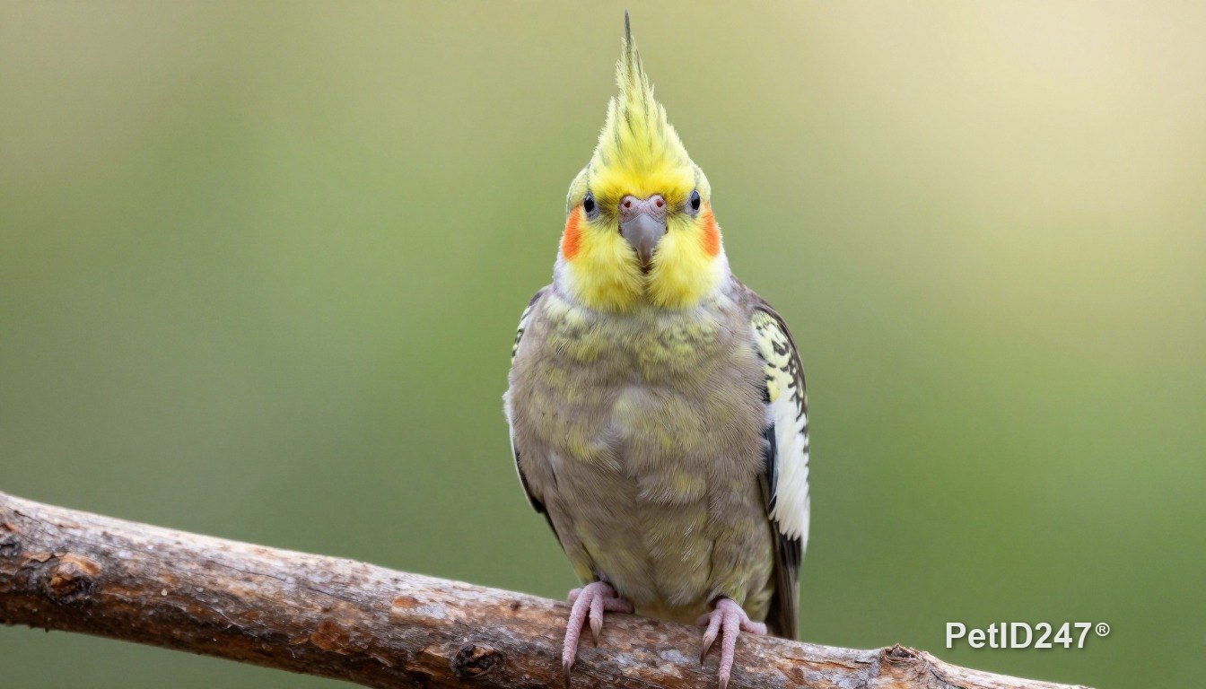 Cockatiel perched on a branch, morning light