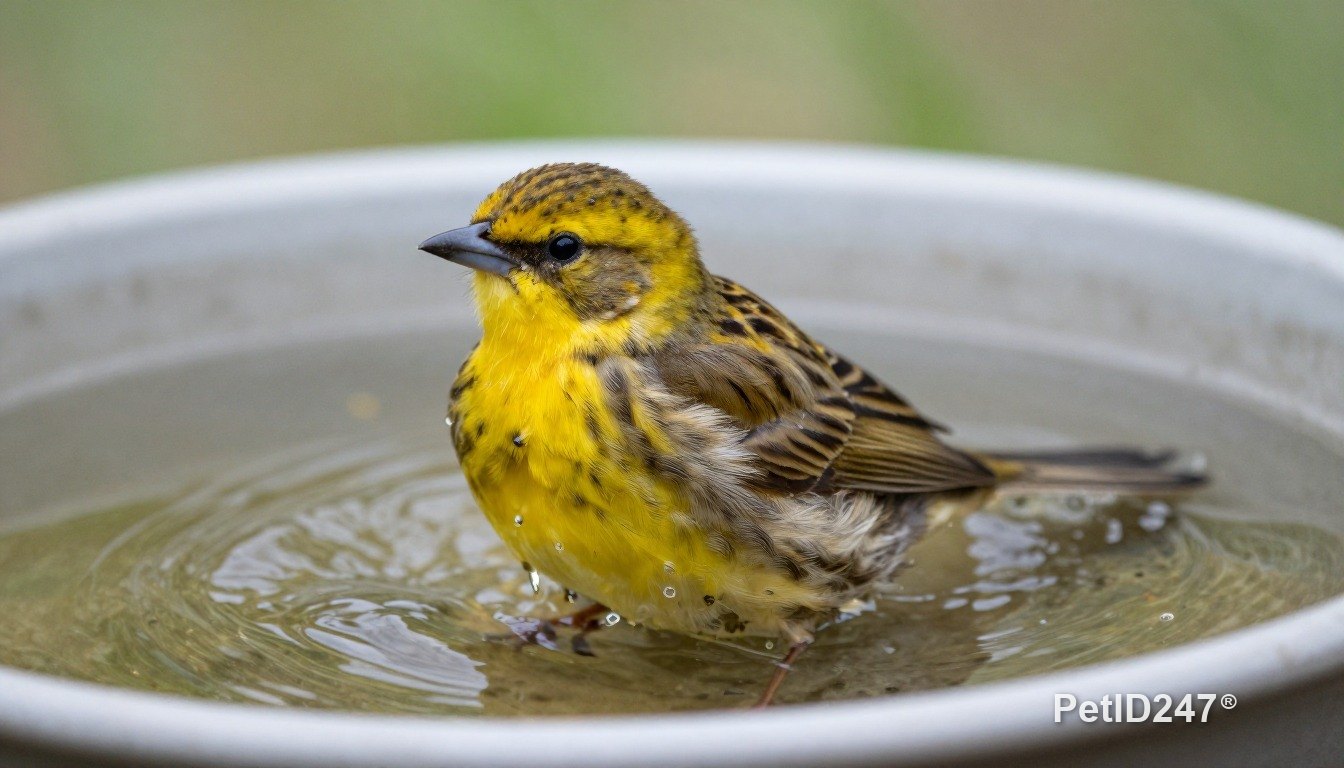 Canary bathing