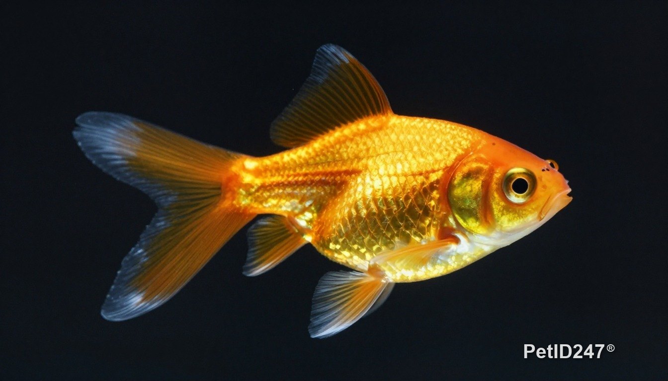 Goldfish close-up, dark background