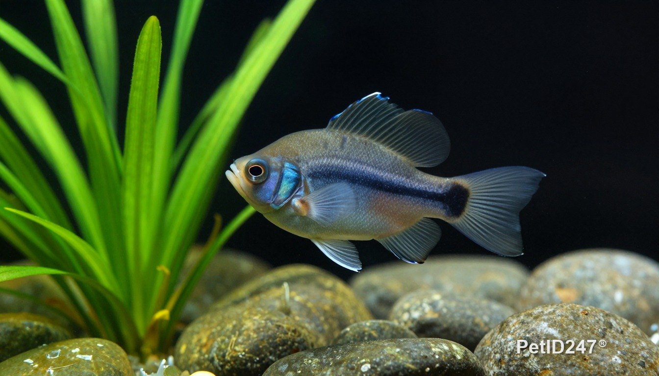 Angelfish among aquatic plants, dark background