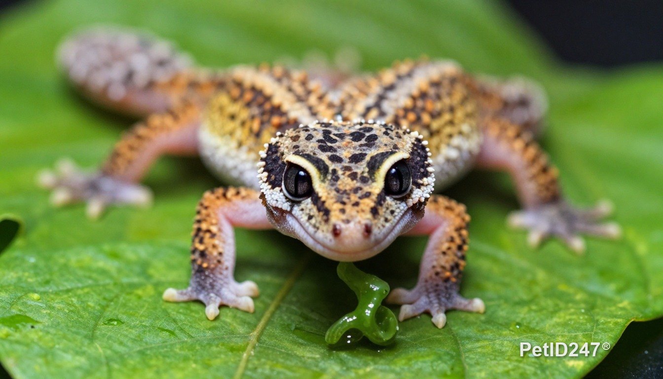 Leopard gecko eating