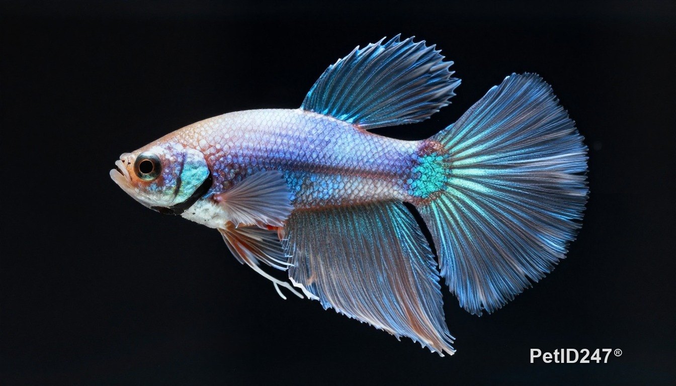 Betta fish close-up, dark background