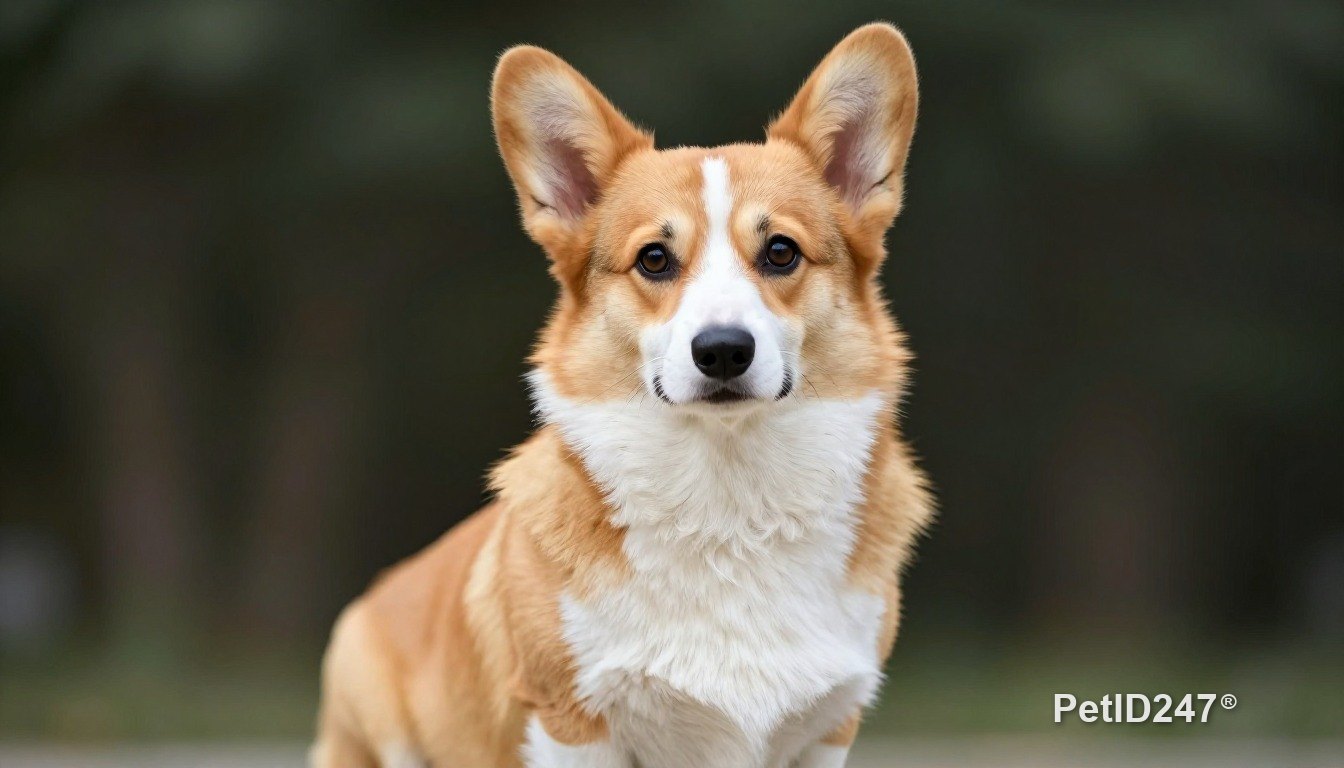 Corgi sitting, looking at the camera