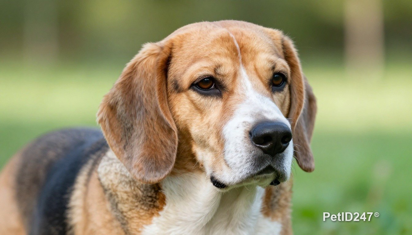 Beagle as a senior dog, morning light