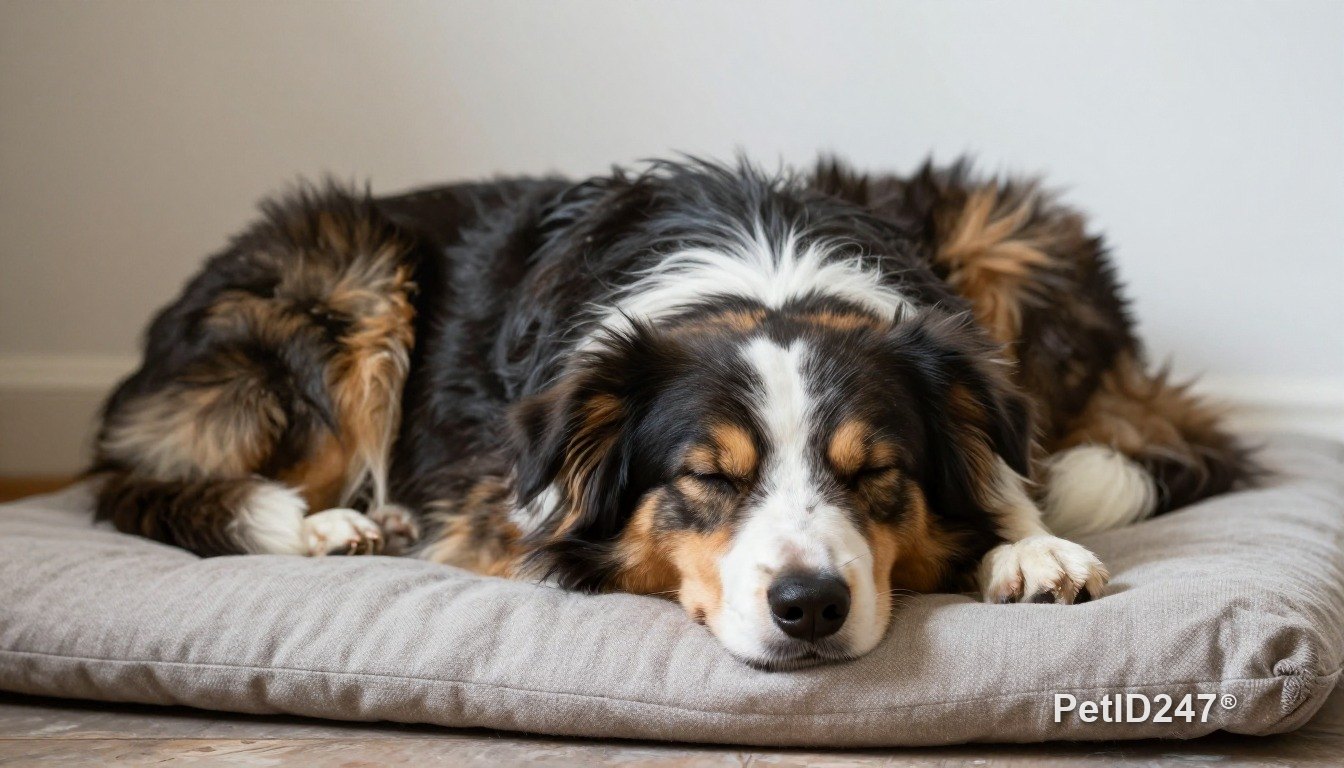 Border collie sleeping on a cushion