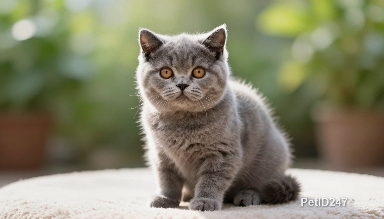 British shorthair as a kitten, morning light