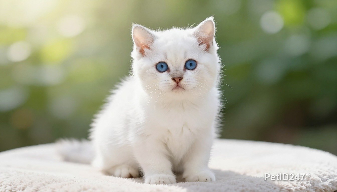White cat as a kitten, morning light