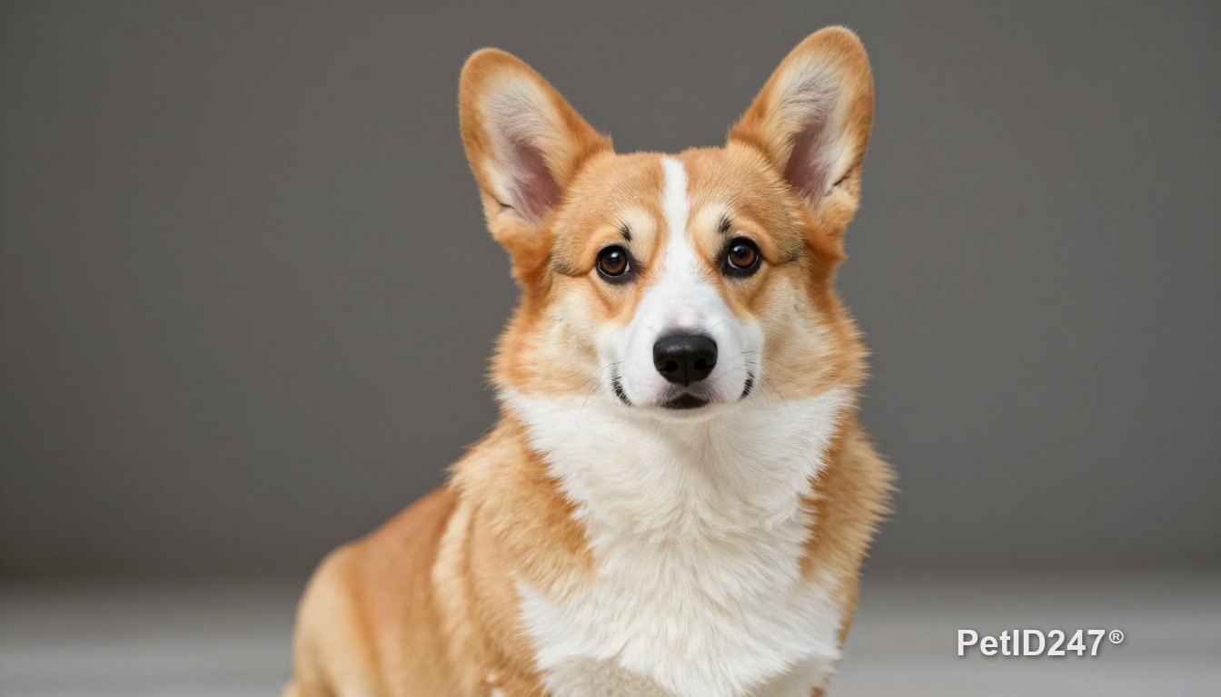 Corgi sitting, looking at the camera
