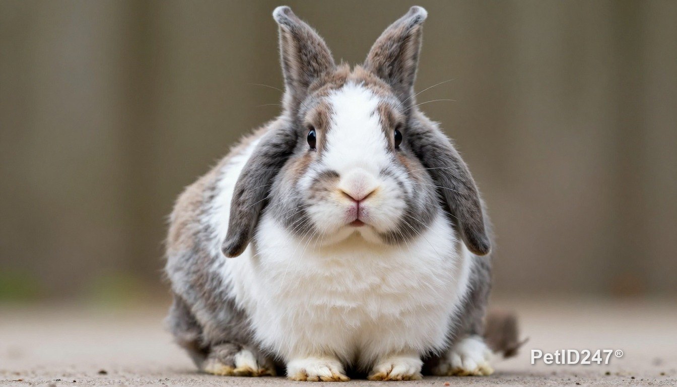 Holland lop rabbit looking at the camera