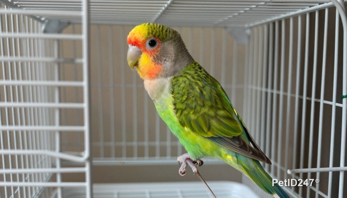 Vẹt lovebird trong lồng rộng