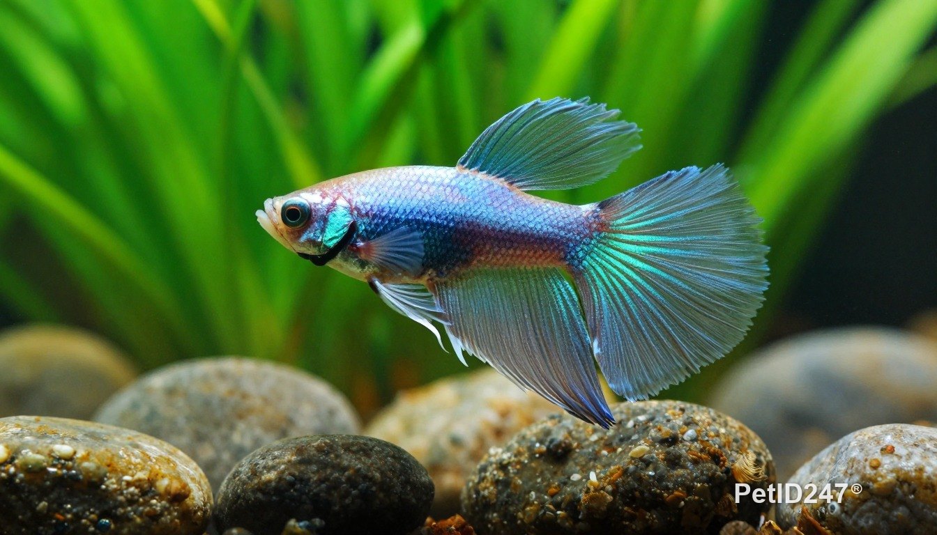 Cá betta bên cây thuỷ sinh
