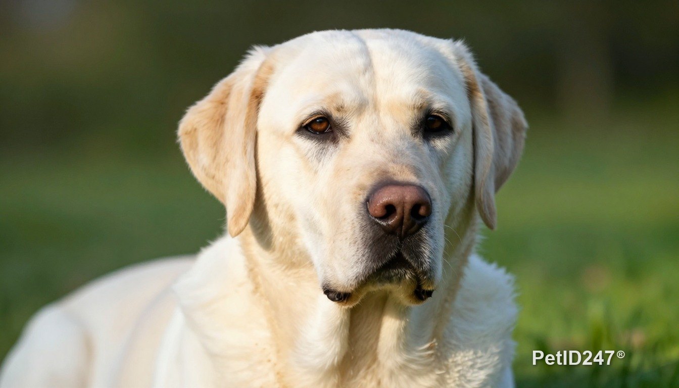 Labrador retriever as a senior dog, morning light