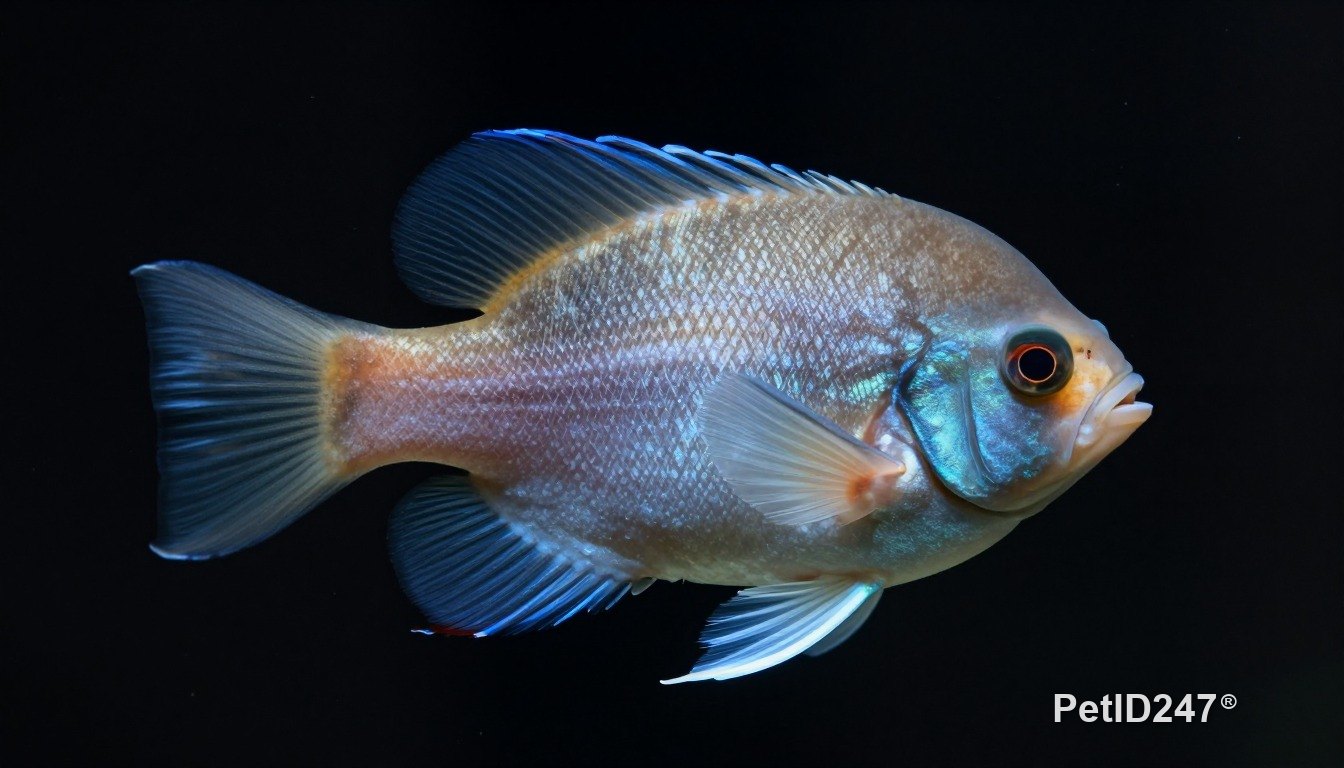 Angelfish close-up, dark background
