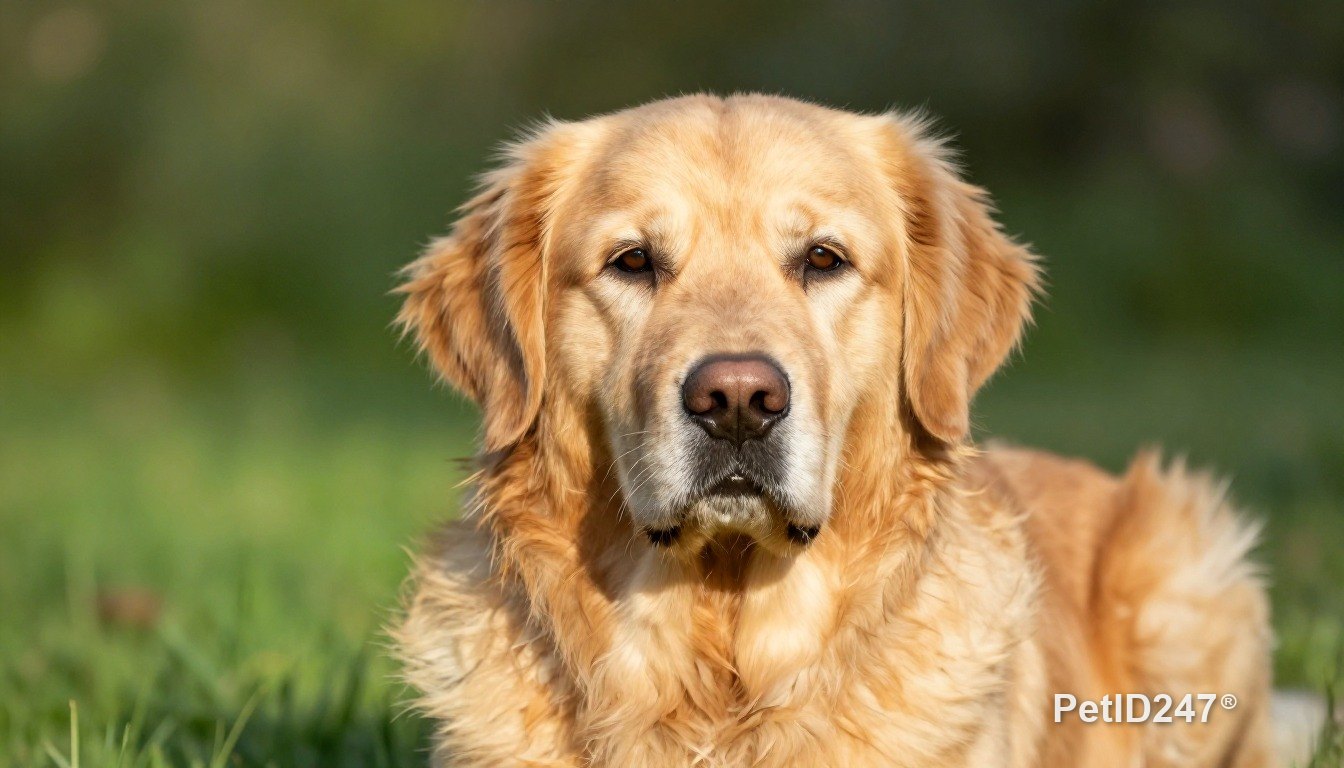 Golden retriever as a senior dog, morning light