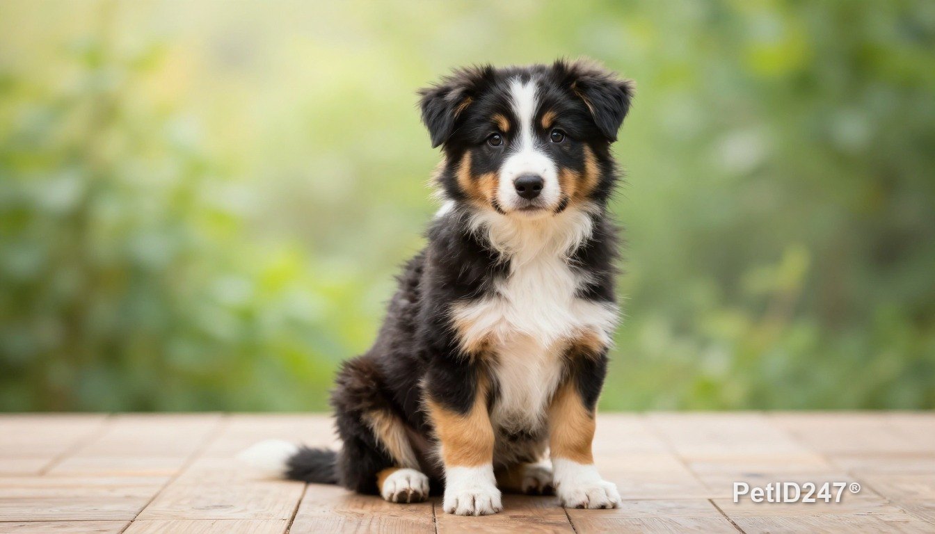 Border collie as a puppy, morning light