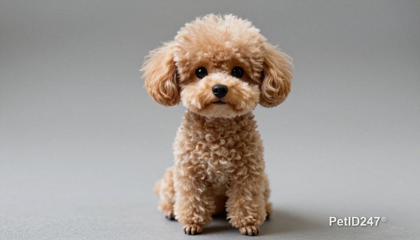 Chó poodle ngồi nhìn thẳng