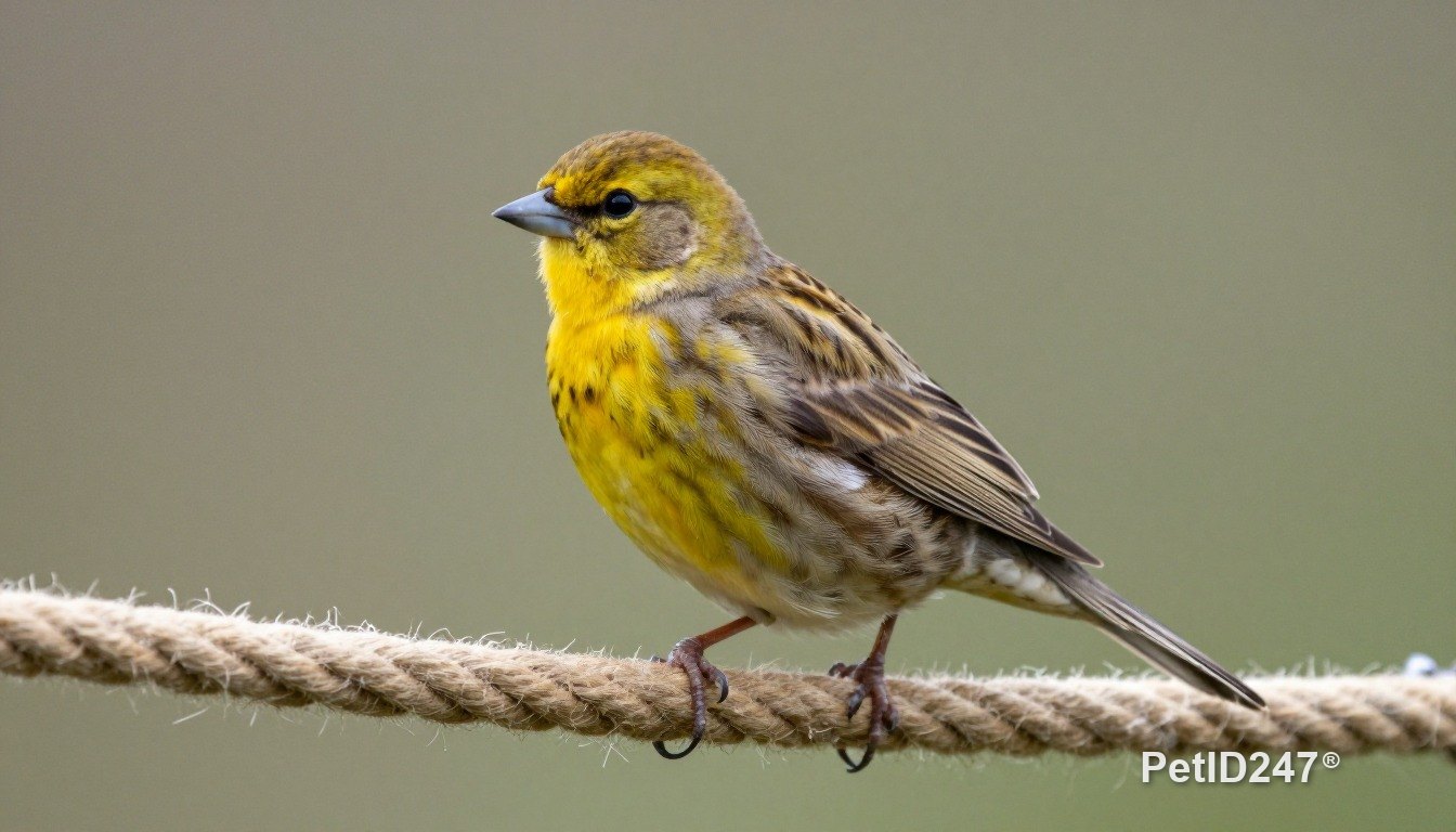 Canary playing on a rope perch