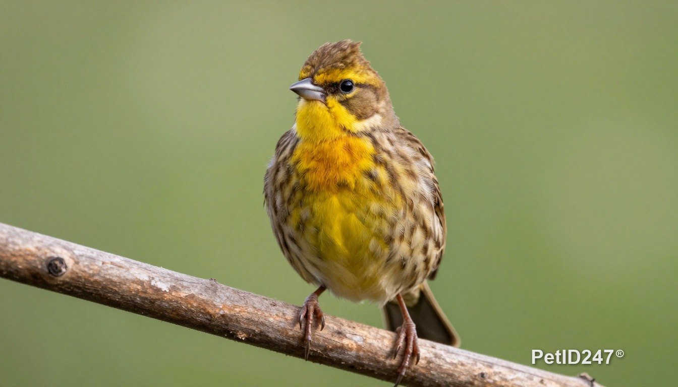 Canary perched on a branch, morning light