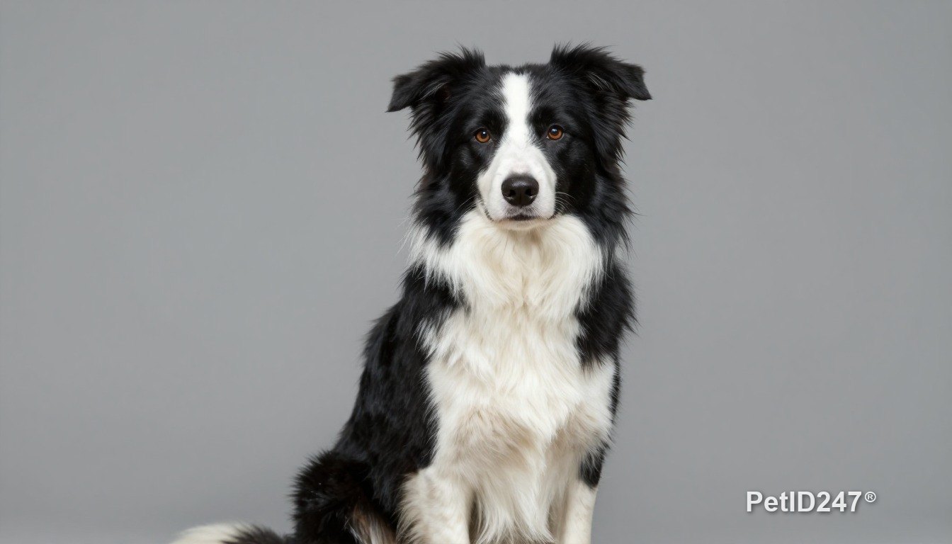 Border collie sitting, looking at the camera