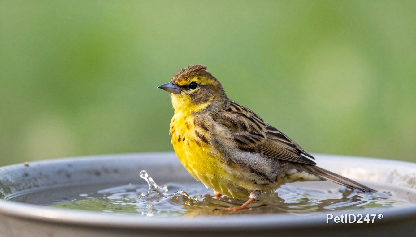 Canary bathing, morning light