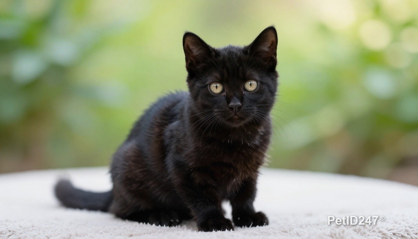 Black cat as a kitten, morning light