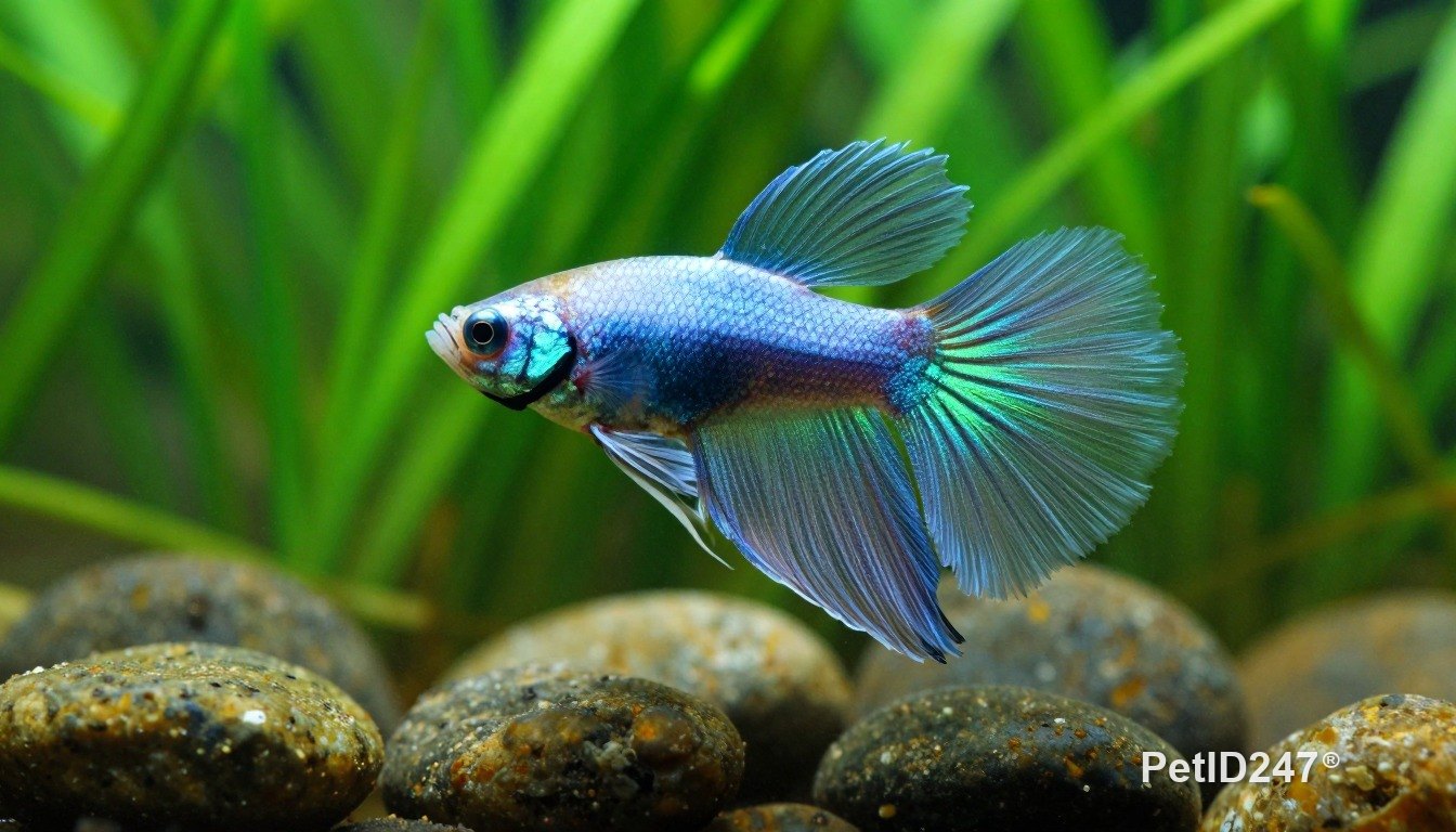 Cá betta bên cây thuỷ sinh