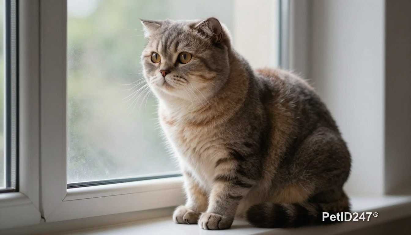 Scottish fold sitting by the window