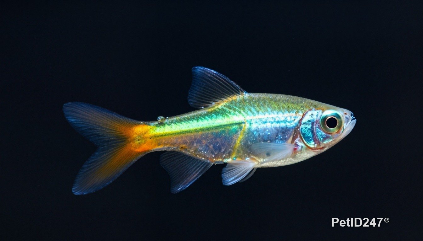 Cá neon cận cảnh, nền tối