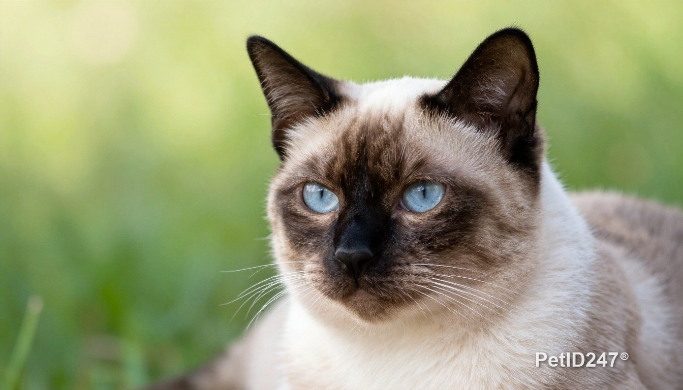 Siamese cat as a senior cat, morning light