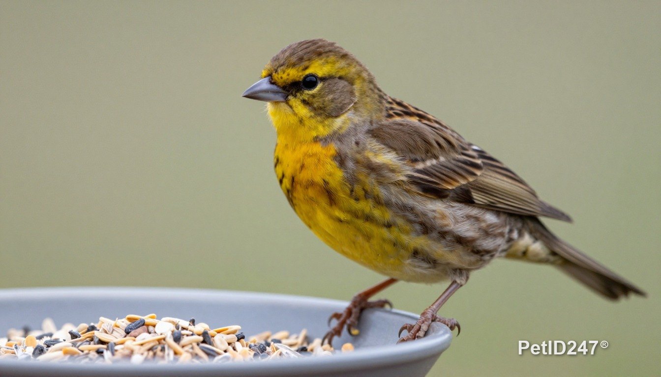 Canary eating seeds