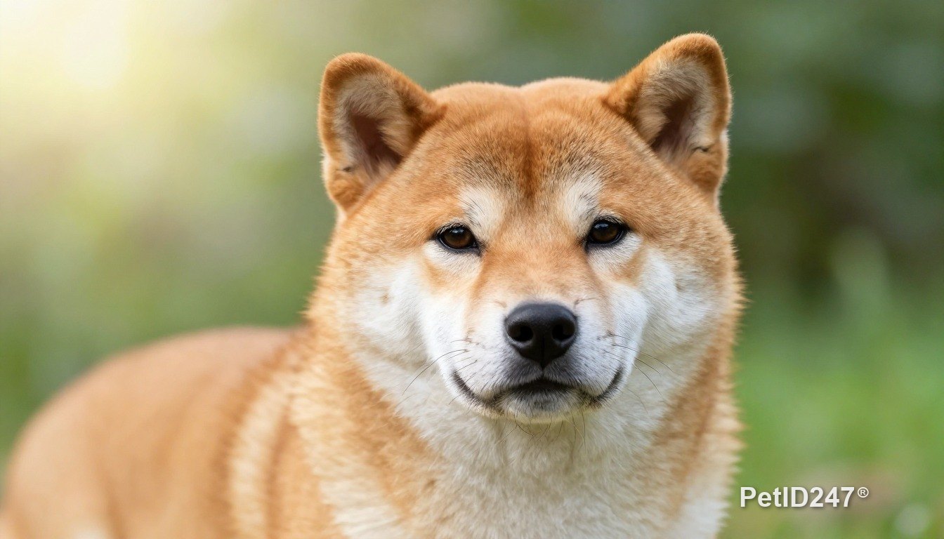 Shiba inu as a senior dog, morning light