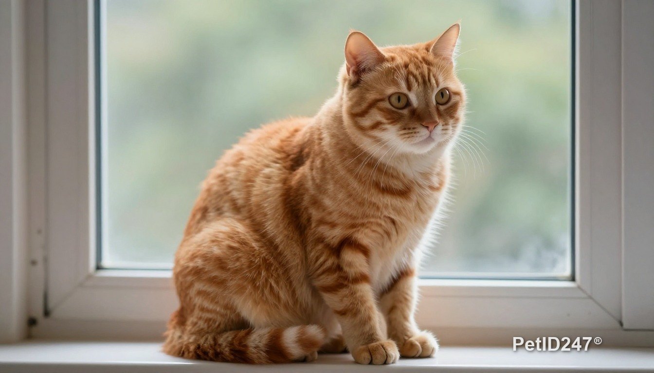 Orange tabby cat sitting by the window