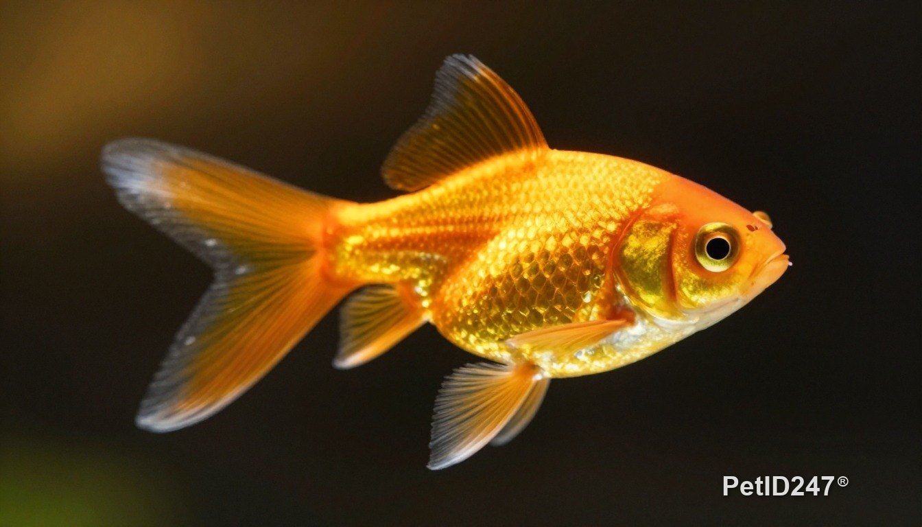 Goldfish close-up, golden hour