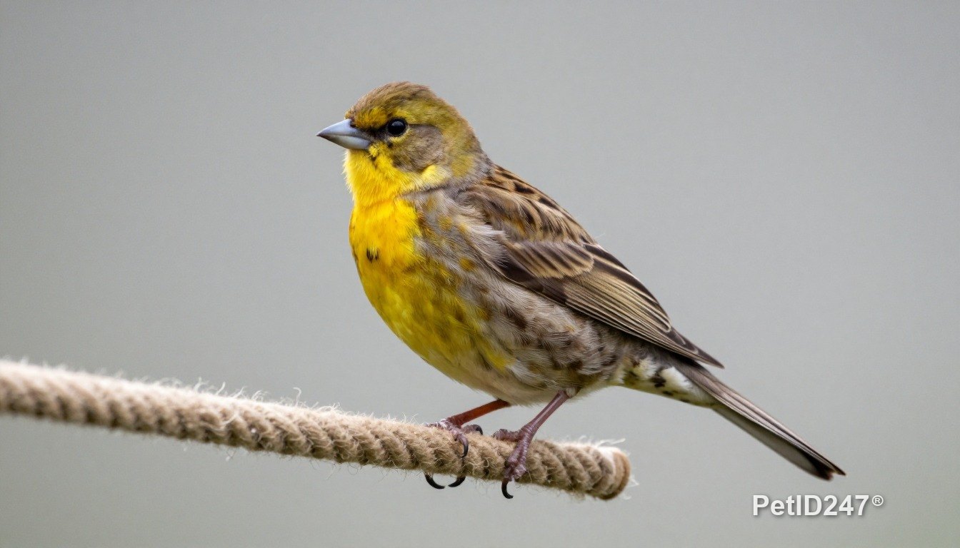Canary playing on a rope perch