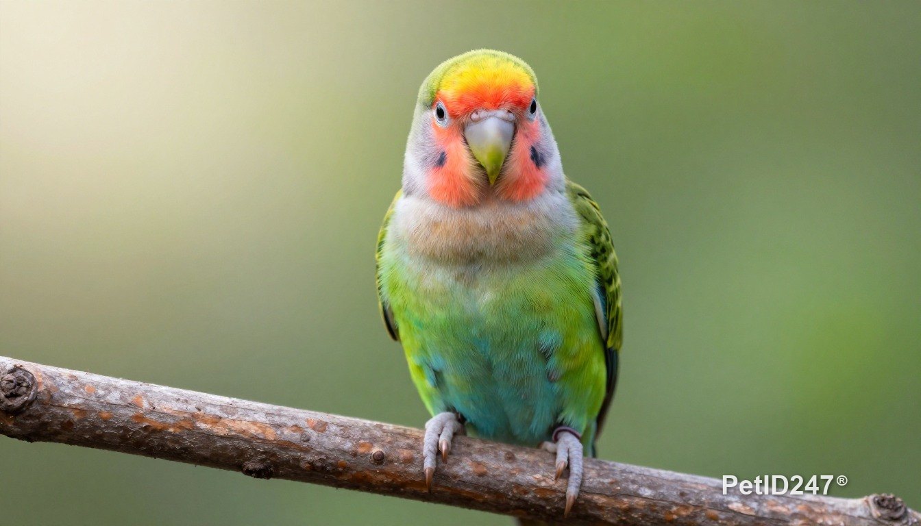 Lovebird perched on a branch, morning light