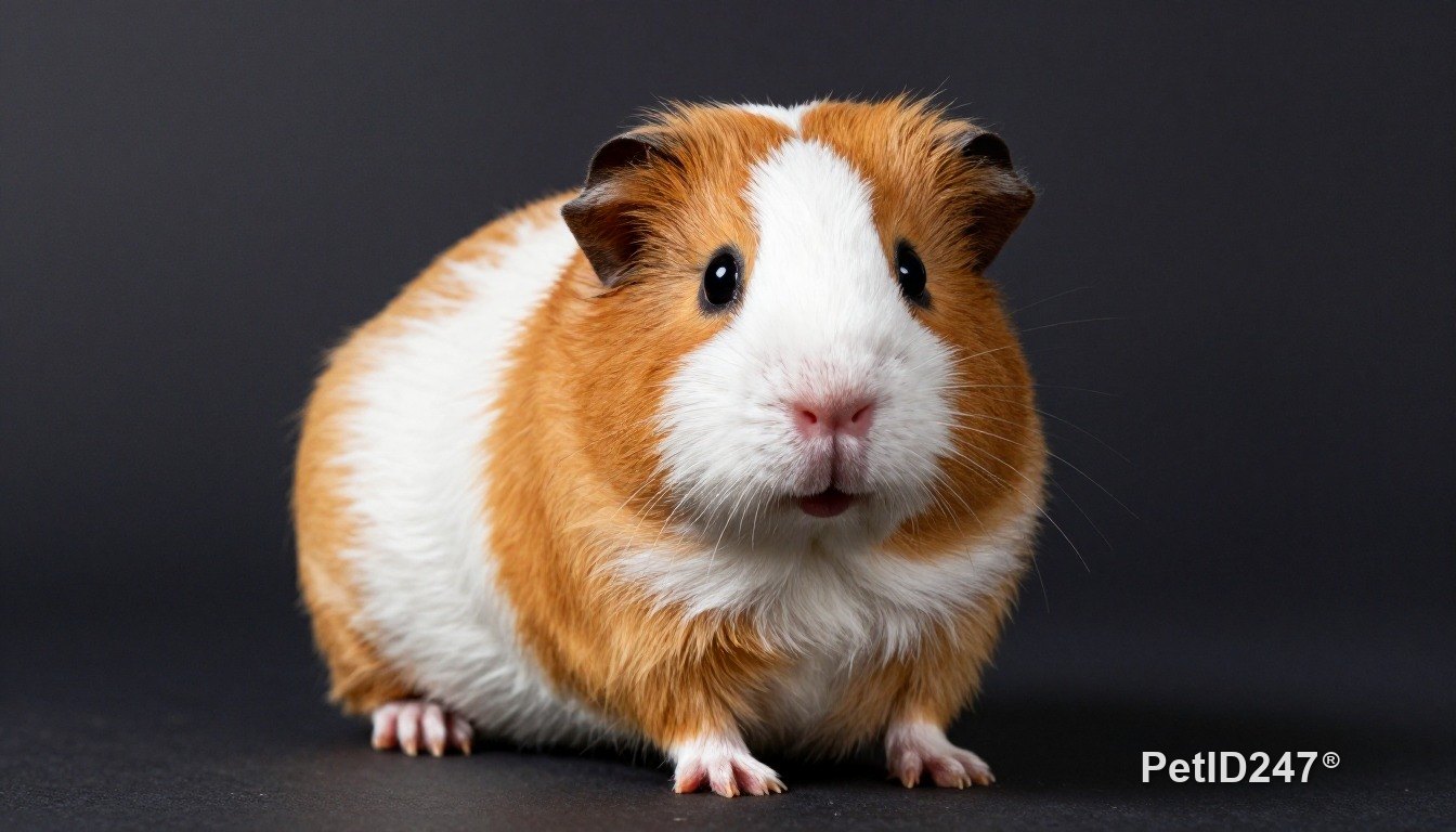 Guinea pig looking at the camera, dark background