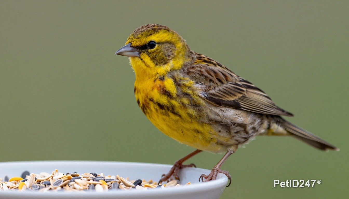 Canary eating seeds