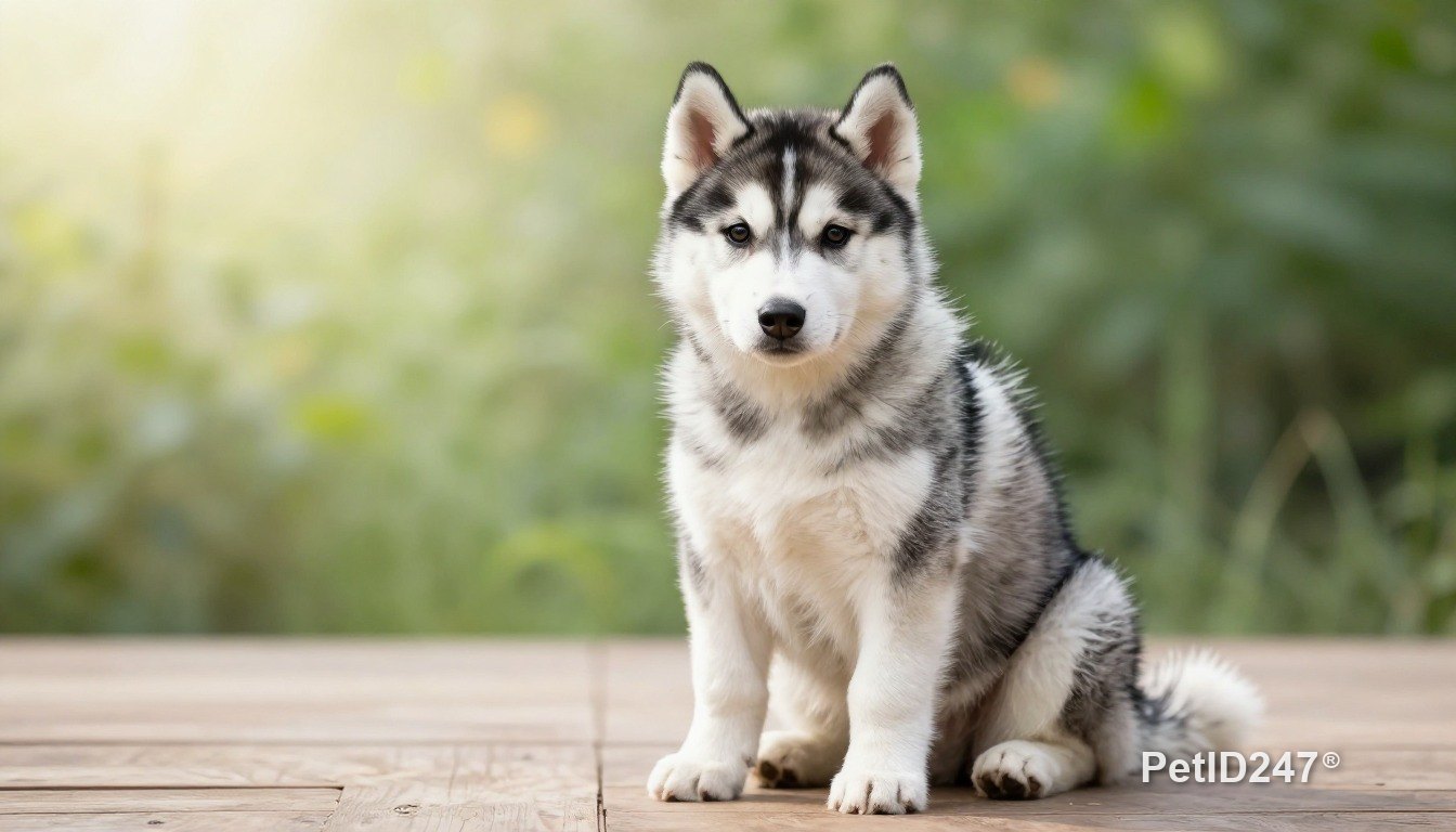 Chó husky lúc còn nhỏ, nắng sớm