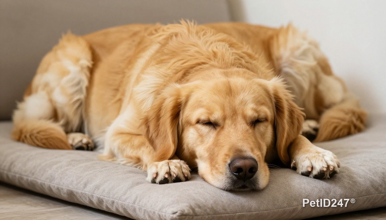 Chó golden retriever ngủ trên nệm