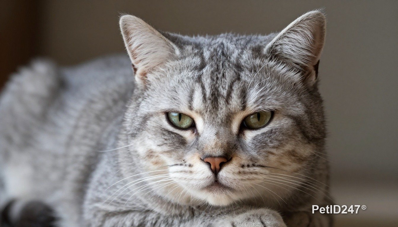 Grey tabby cat as a senior cat