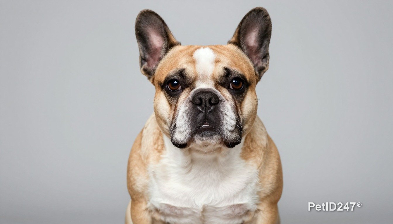 Chó bulldog Pháp ngồi nhìn thẳng