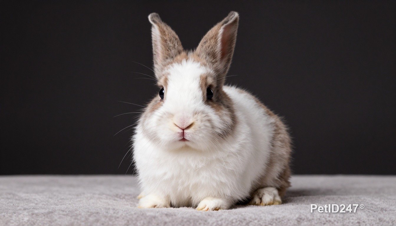 Spotted rabbit as a baby, dark background