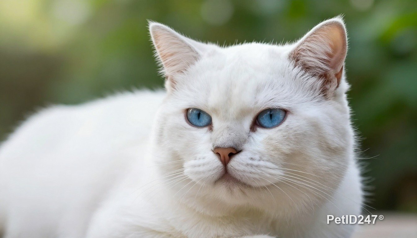 White cat as a senior cat, morning light