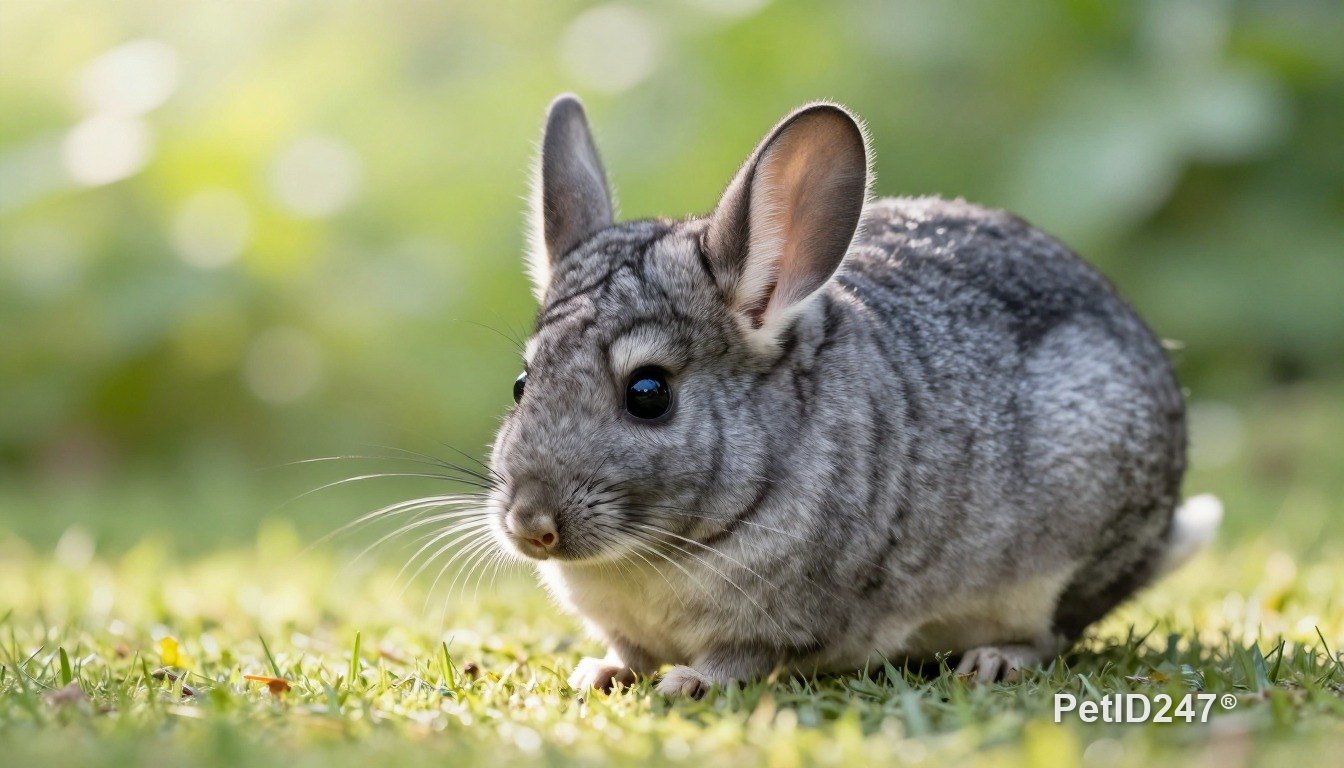 Chinchilla in a spacious enclosure, morning light