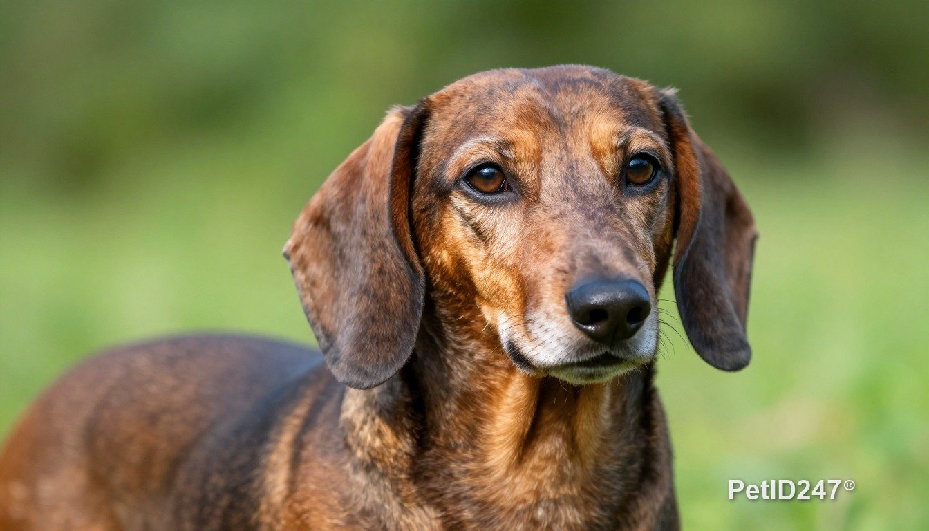 Dachshund as a senior dog, morning light
