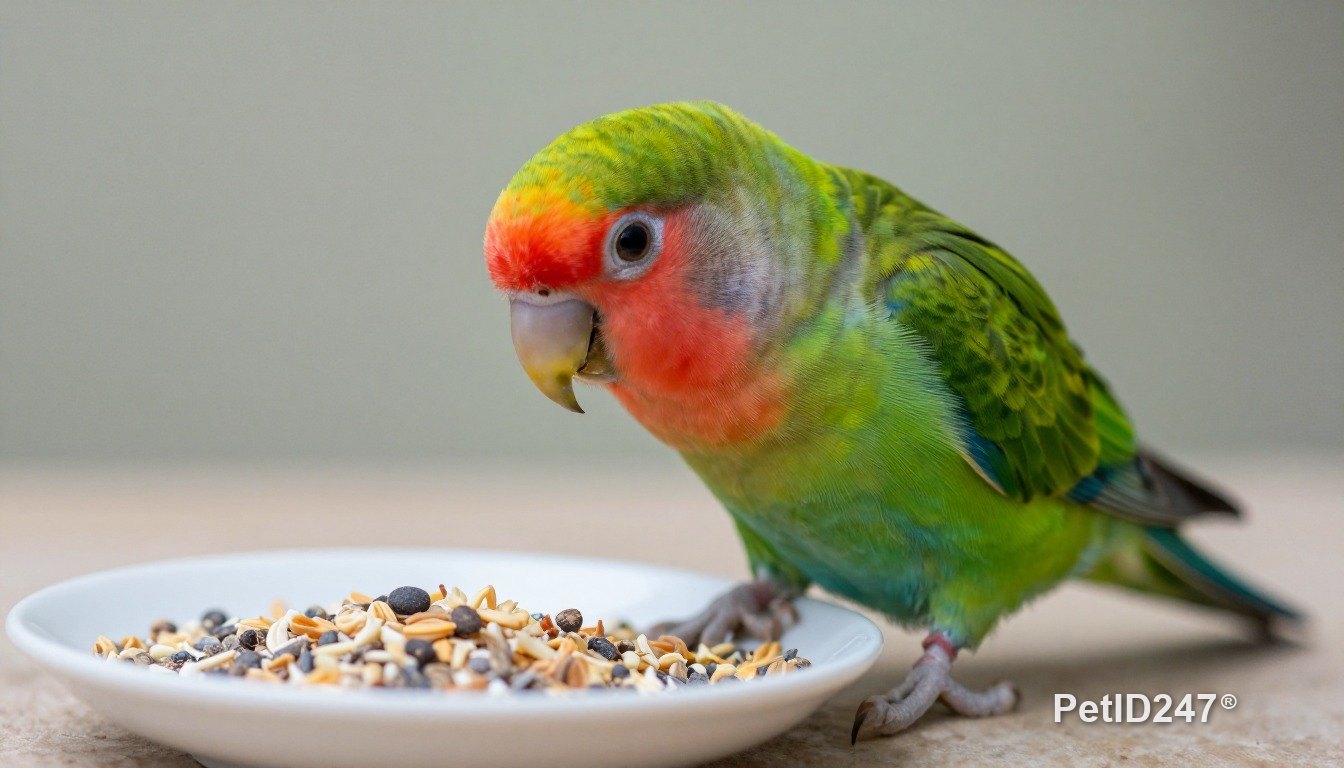 Vẹt lovebird ăn hạt