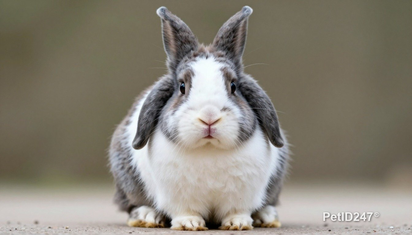 Holland lop rabbit looking at the camera